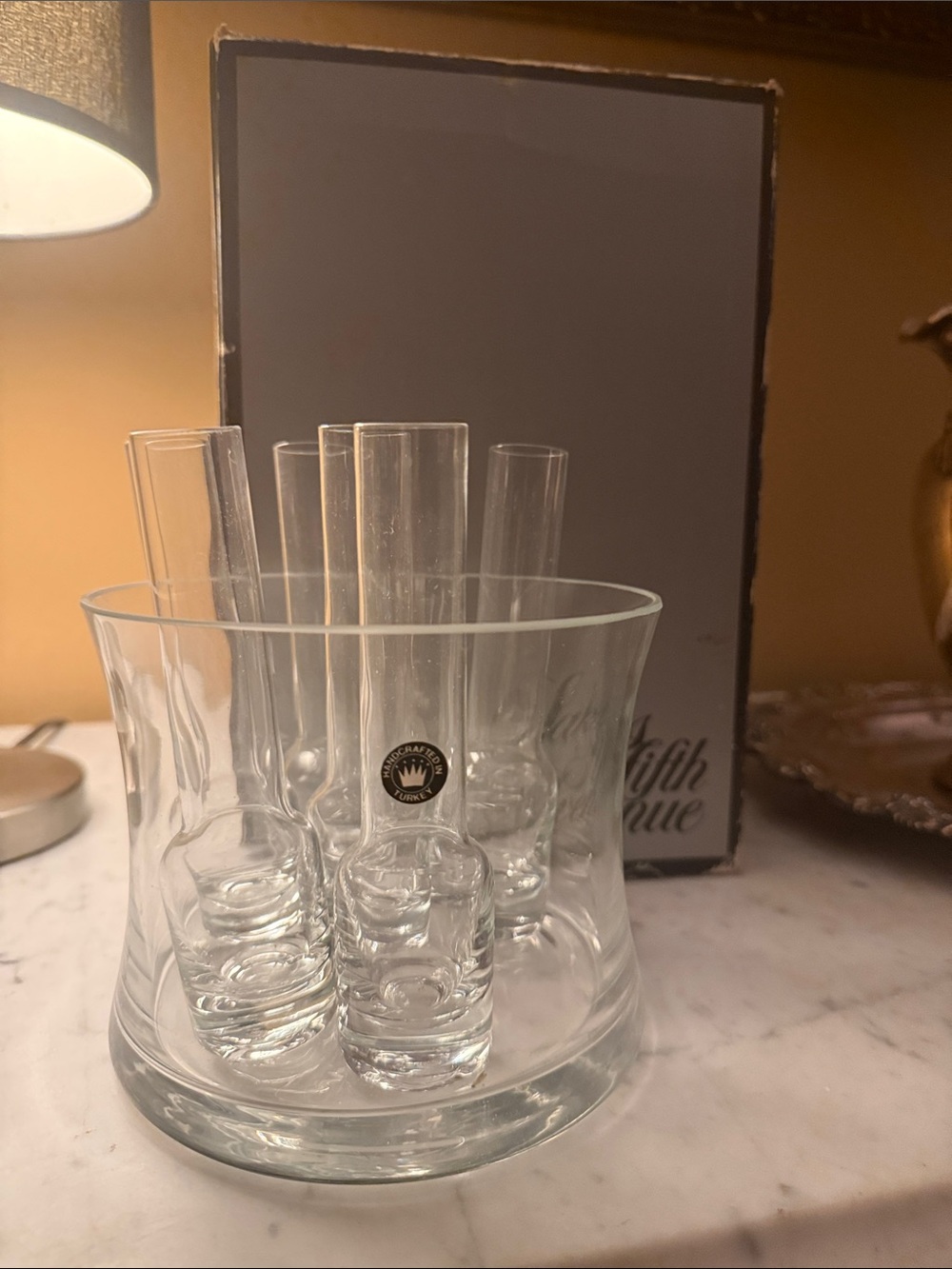 Saks, Fifth Avenue handmade seven piece vodka set